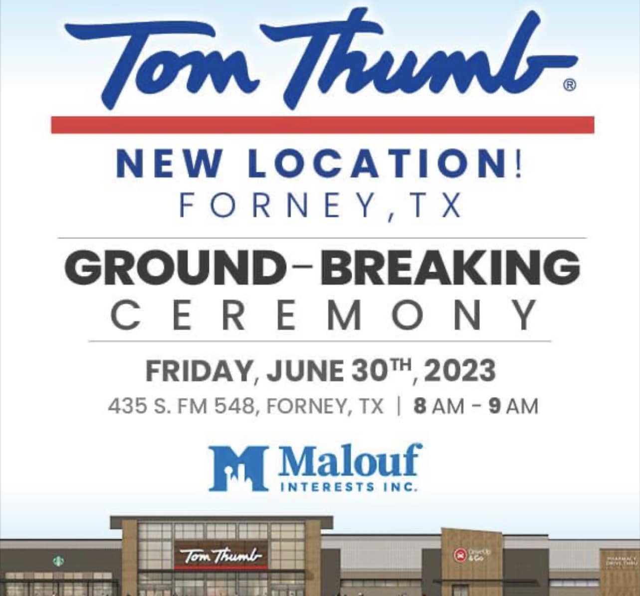 Tom Thumb to Break Ground 6/30/23